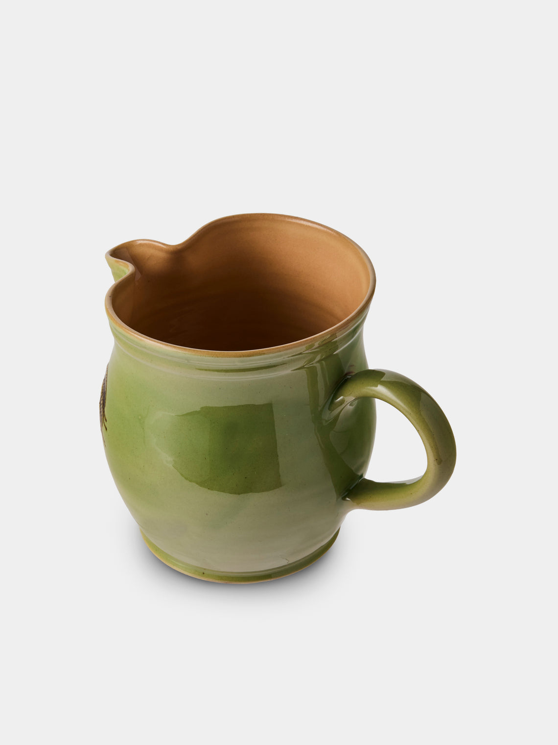 Poterie d’Évires - Chickens Hand-Painted Ceramic Medium Jug - Green - ABASK
