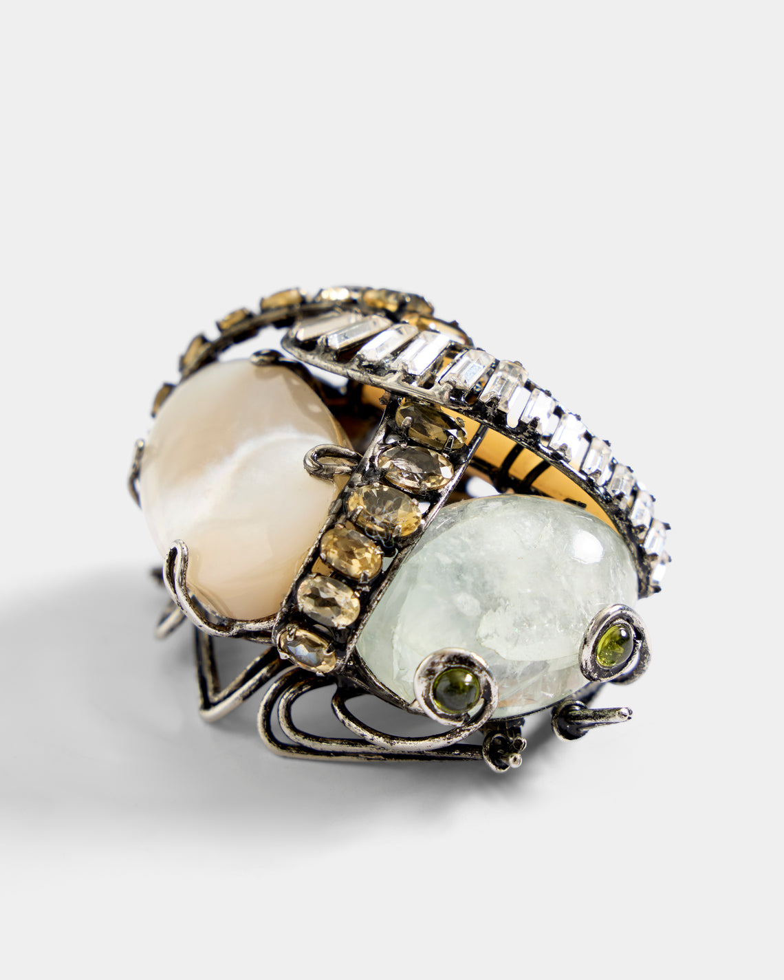 Mahnaz Collection - Women's Vintage Iradj Moini 18-Karat Gold-Plated Brass, Peridot, Citrine, Onyx, Pearl and Swarovski Crystal Brooch Pendant - Multiple - ABASK