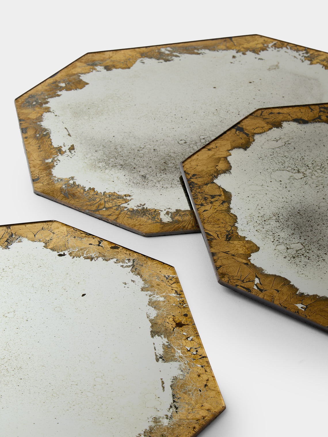 Borgo delle Tovaglie - Octo Mirrored Glass Placemats (Set of 6) - Silver - ABASK