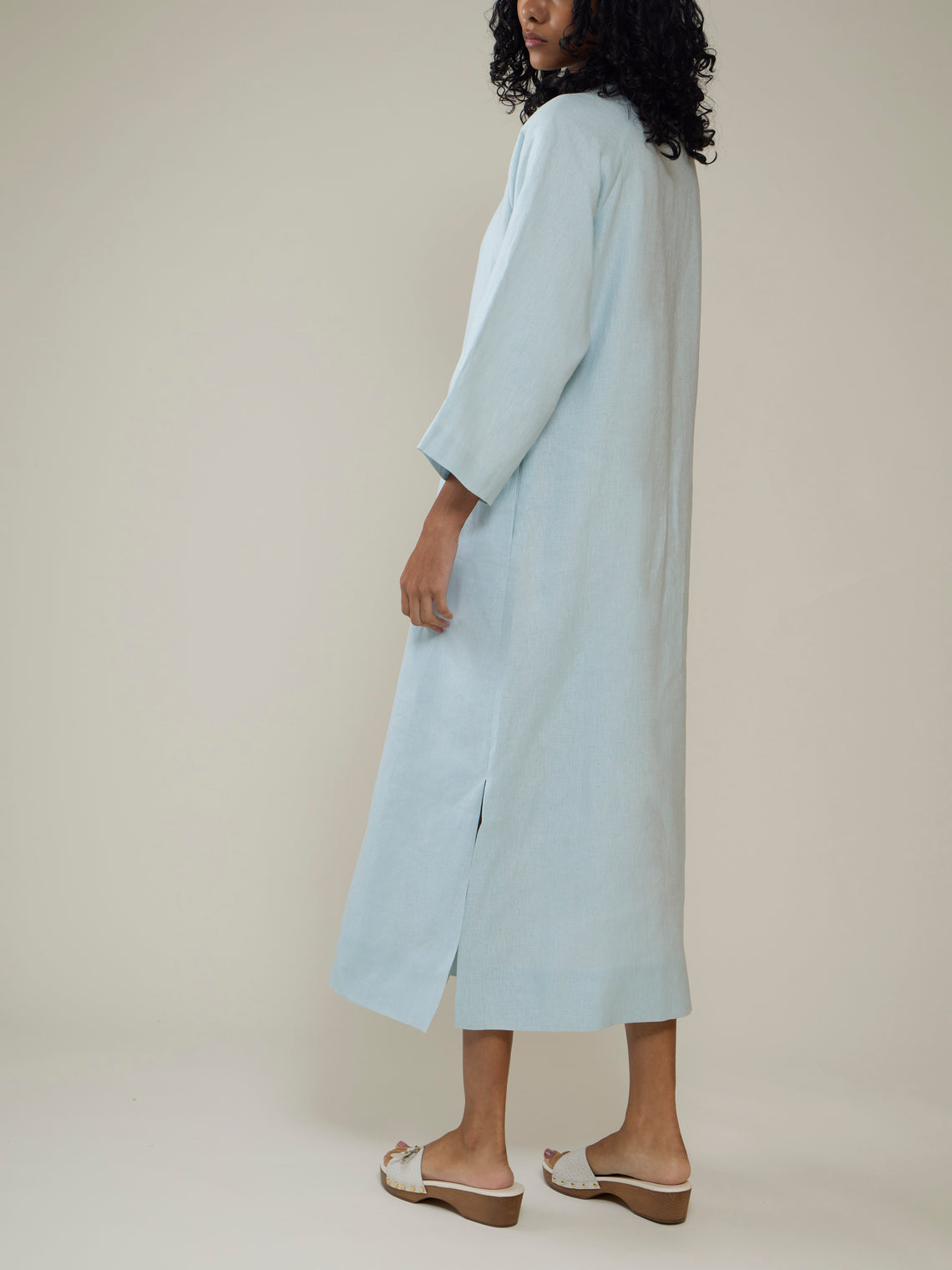 Yali Milano - The Portofino Linen Robe | Size: S - Light Blue - ABASK