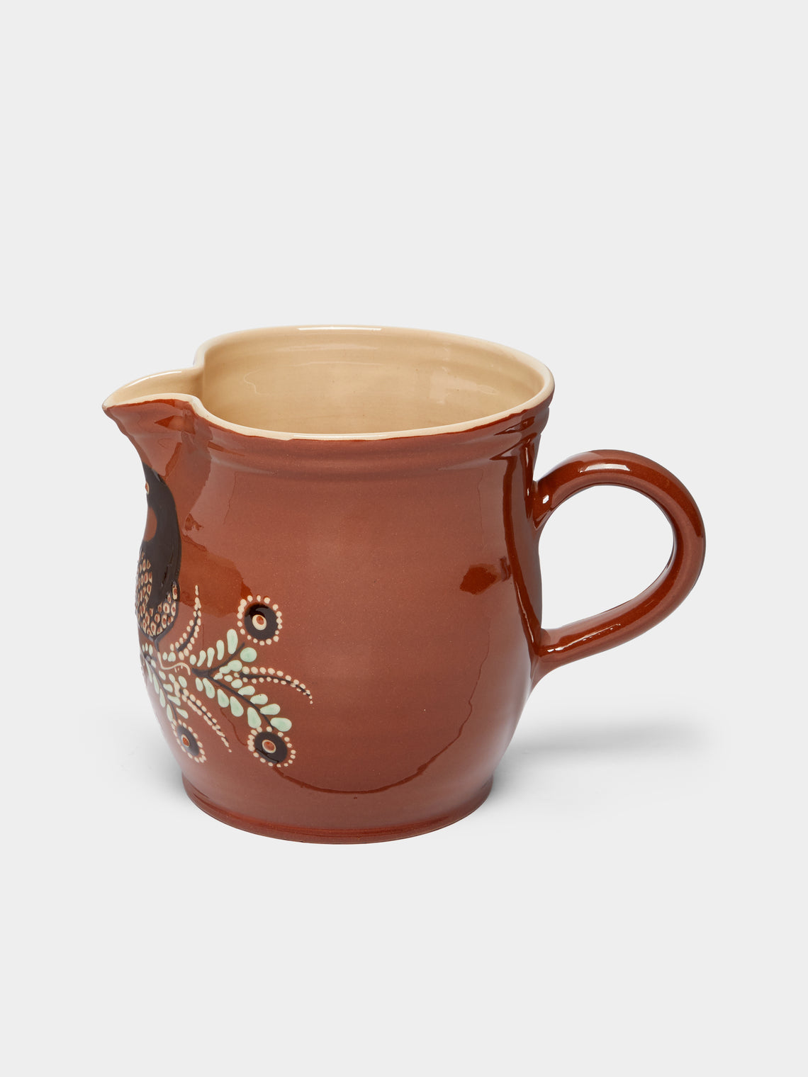 Poterie d’Évires - Birds Hand-Painted Ceramic Rounded Jug -  - ABASK