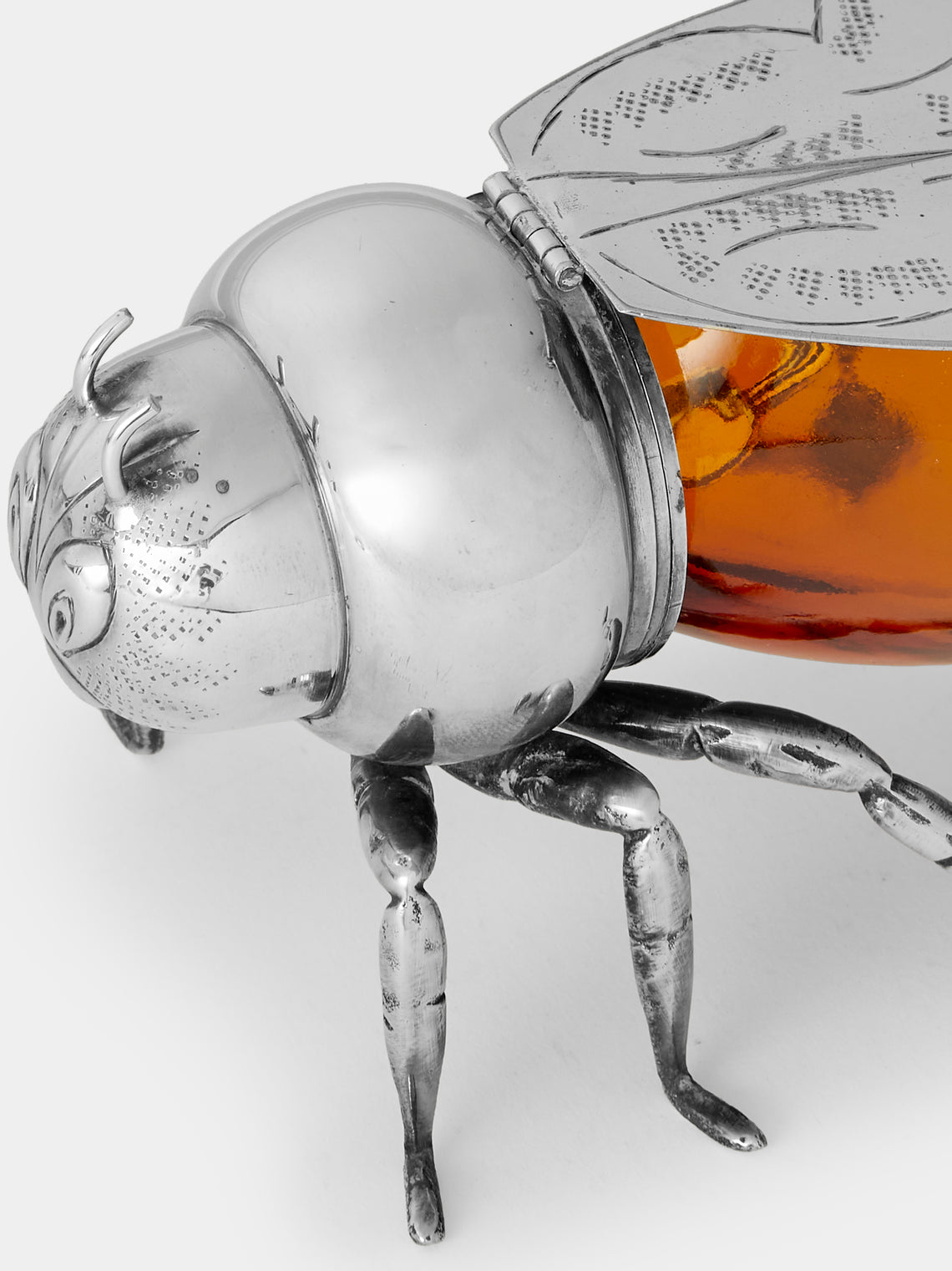 Antique and Vintage - 1960s Silver-Plated Bee Honey Pot - Silver - ABASK
