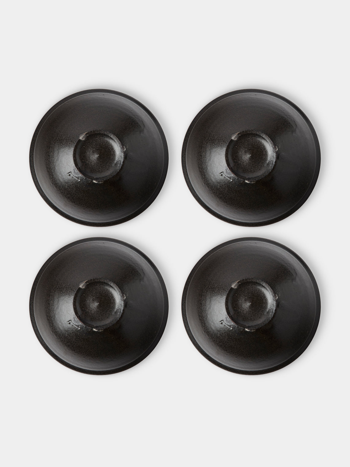 Fuminari Araga - Kohiki Slipware Shallow Bowls – 6in/15cm (Set of 4) - Black - ABASK
