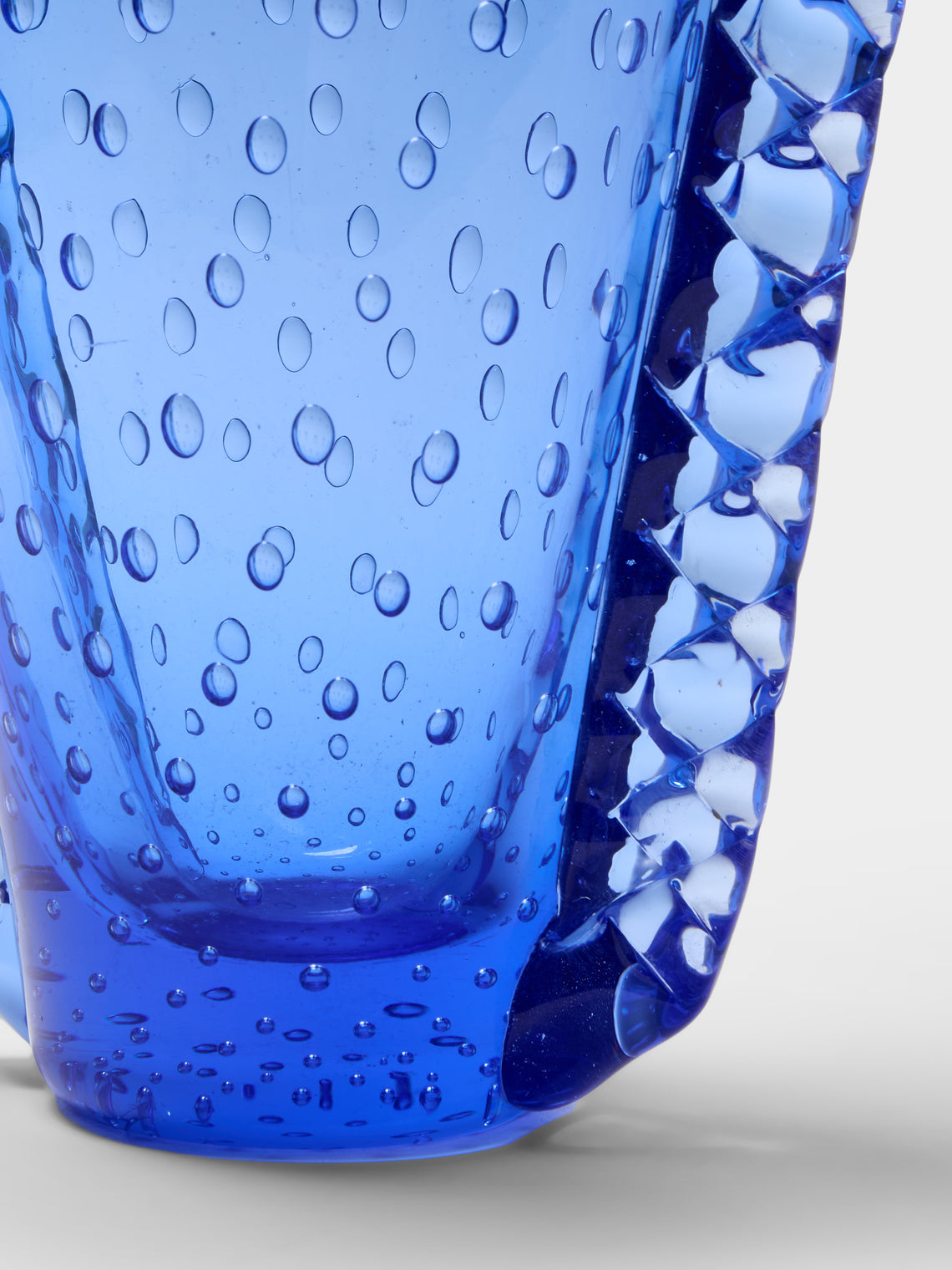 Antique and Vintage - 1950s Ercole Barovier Bullicante Murano Glass Vase (8in/20.5cm) - Blue - ABASK