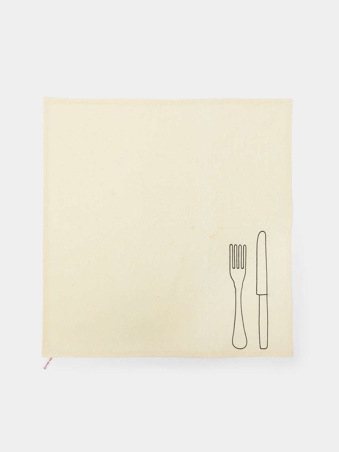 Oeuvres Sensibles - Knife & Fork Hand-Embroidered Linen Napkins (Set of 4) -  - ABASK