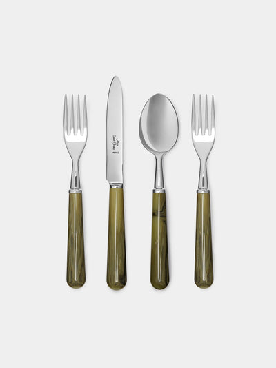Alain Saint-Joanis - Marbled Resin Starter/Dessert Cutlery (Set of 4) - Green - ABASK - 