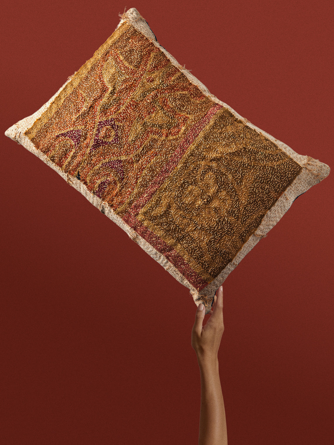 By Walid - 18th-Century French Aubosson Tapestry Wool and Linen Cushion (27.5in/70cm) - Multiple - ABASK