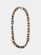Mahnaz Collection - Vintage 1960s Archimede Seguso Murano Glass, Rhinestone and Gilt Brass Necklace - Brown - ABASK - 