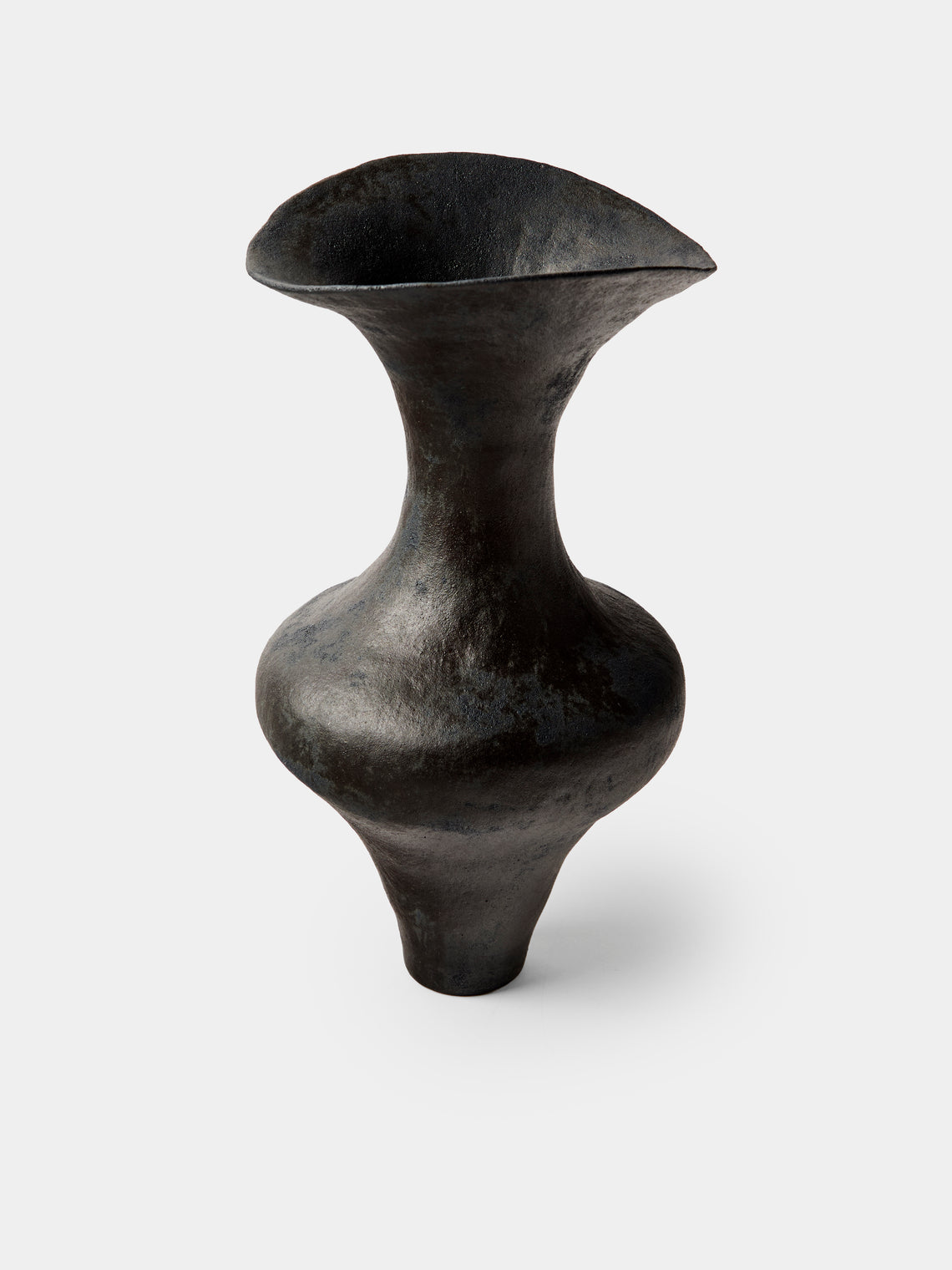 By Raffaella - Agata I Hand-Coiled Stoneware Vase (12in/30cm) - Black - ABASK