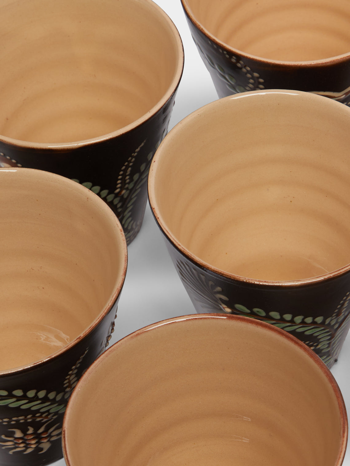 Poterie d’Évires - Flowers Hand-Painted Ceramic Coffee Cups (Set of 6) -  - ABASK