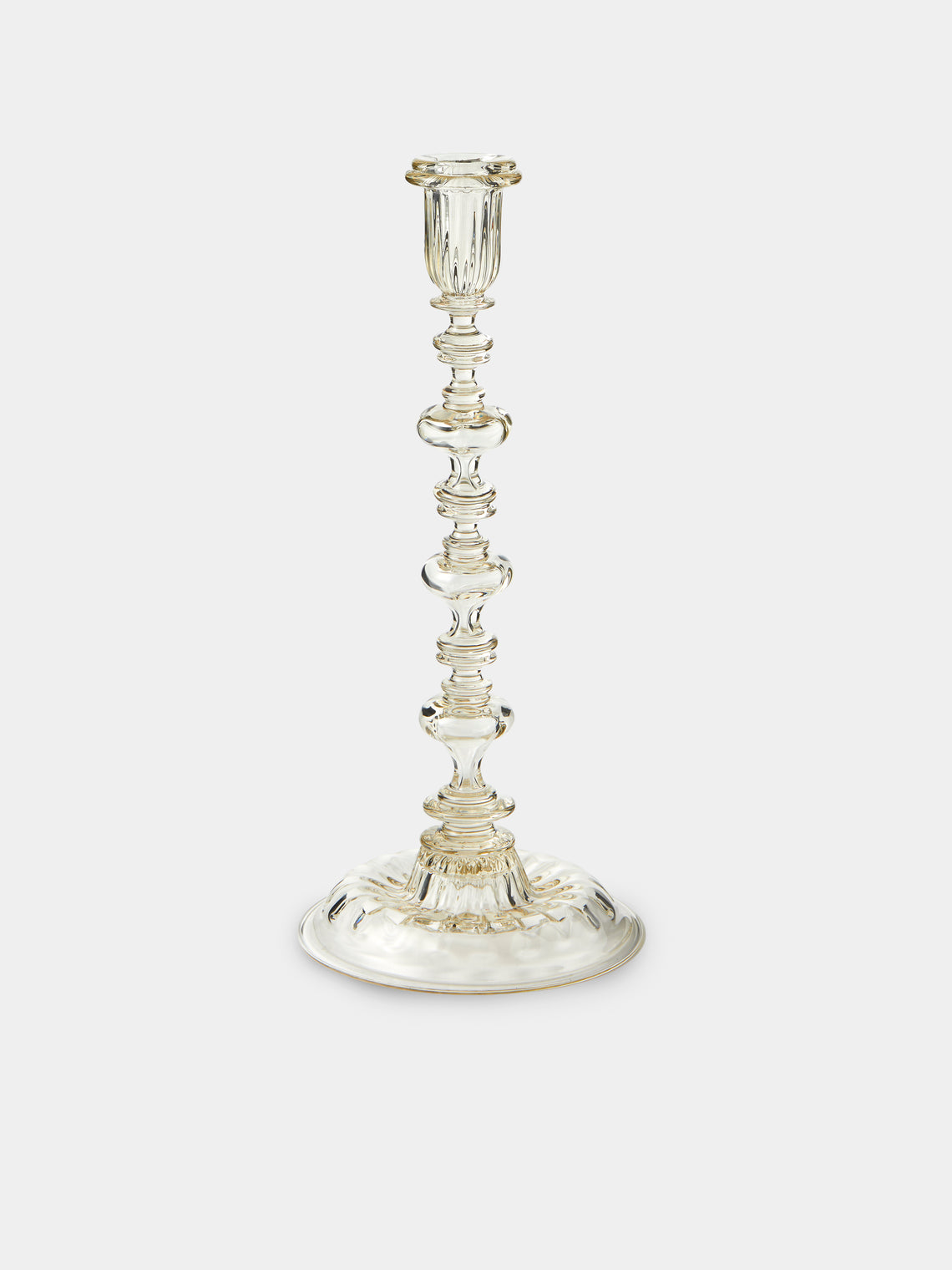 Bollenglass - Hand-Blown Glass Large Candlestick - Gray - ABASK - 