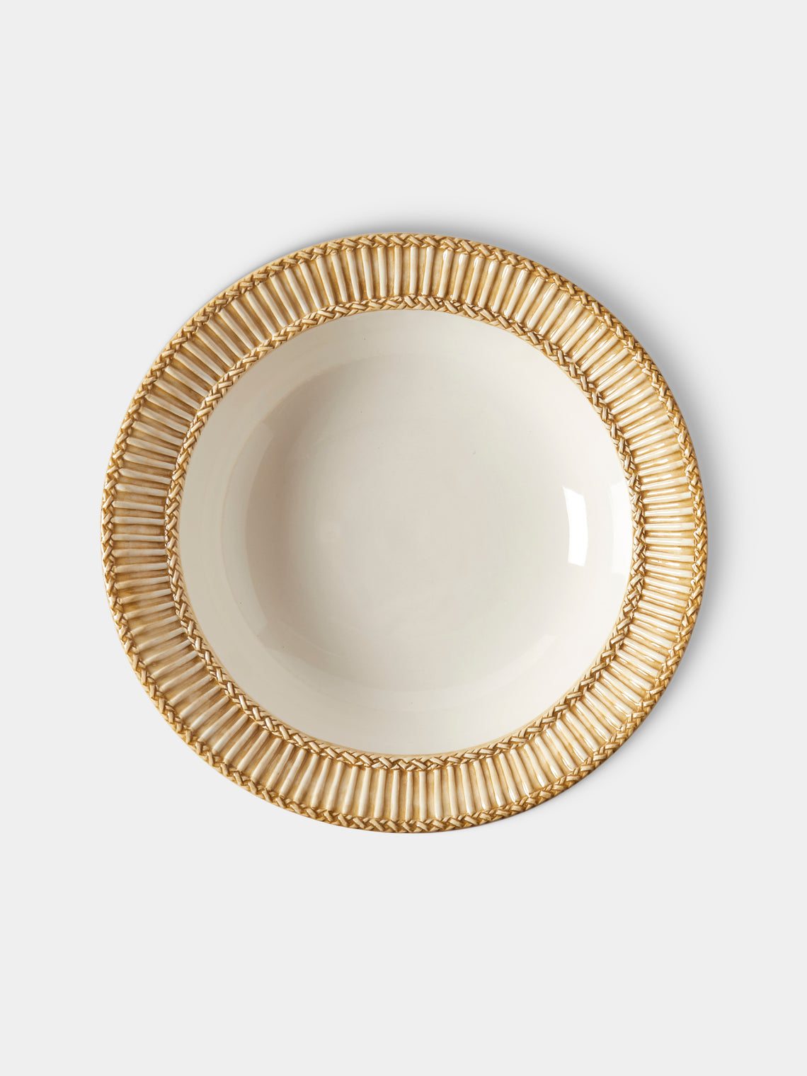 Tessalume Ceramiche - Wicker Hand-Painted Ceramic Large Salad Bowl - White - ABASK