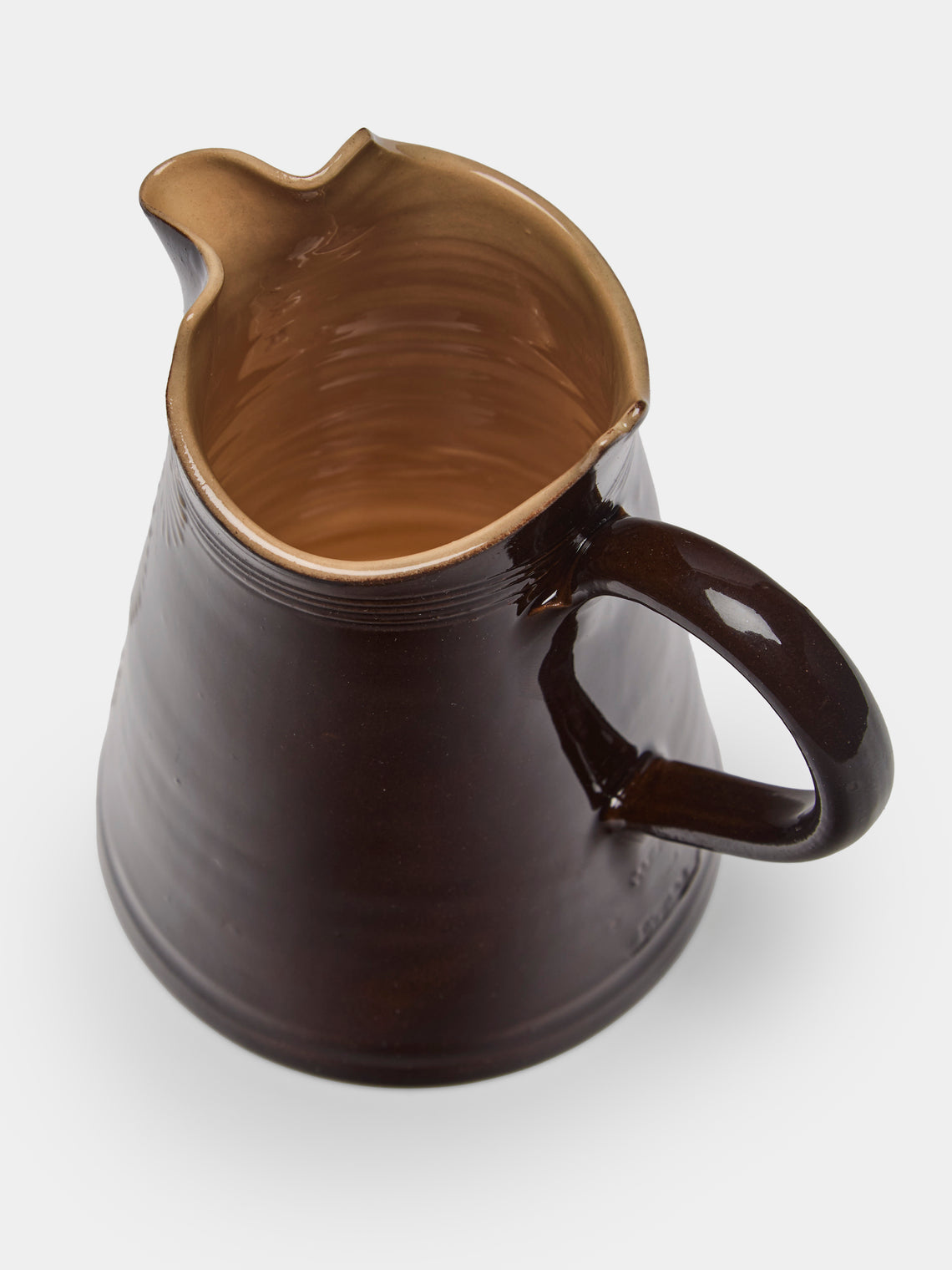 Poterie d’Évires - Flowers Hand-Painted Ceramic Milk Jug - Dark brown - ABASK