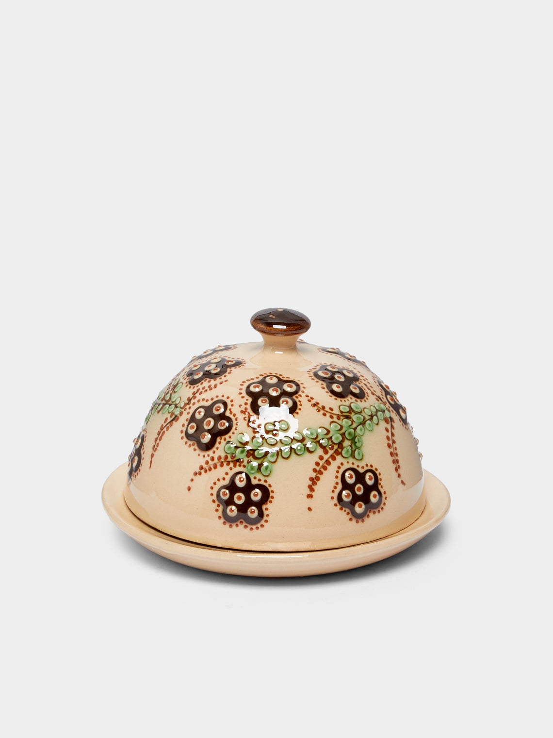 Poterie d’Évires - Flowers Hand-Painted Ceramic Small Butter Dish -  - ABASK - 