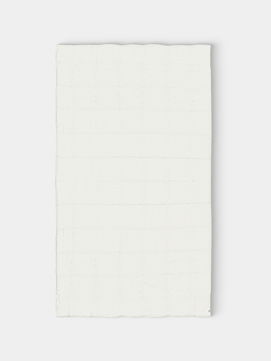 Volga Linen - Double Hem-Stitch Linen Check Rectangular Tablecloth (177in/4.5m) - Ivory - ABASK
