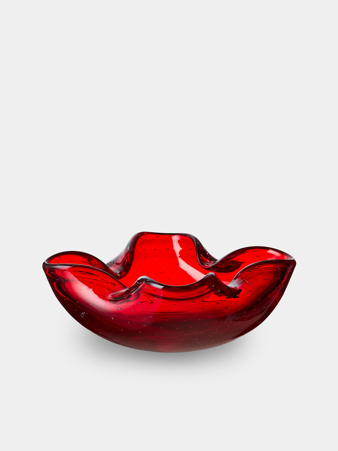 Antique and Vintage - Mid-Century Glass Ashtray - Red - ABASK - 