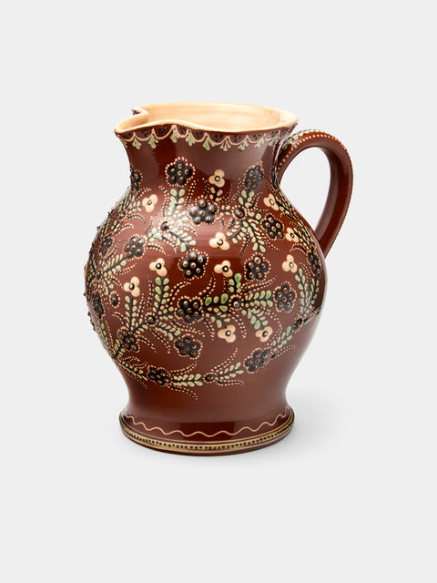 Poterie d’Évires - Flowers Hand-Painted Ceramic Large Round Jug - Light brown - ABASK - 