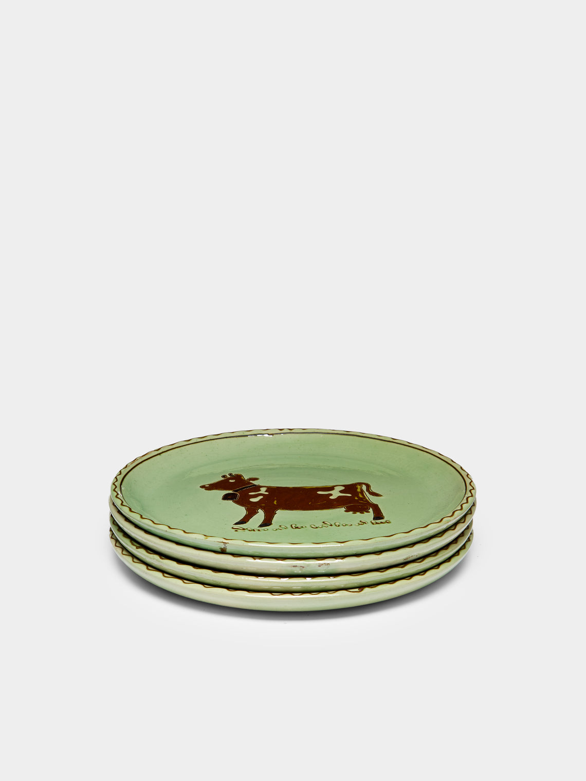 Poterie d’Évires - Cows Hand-Painted Ceramic Dinner Plates (Set of 4) -  - ABASK