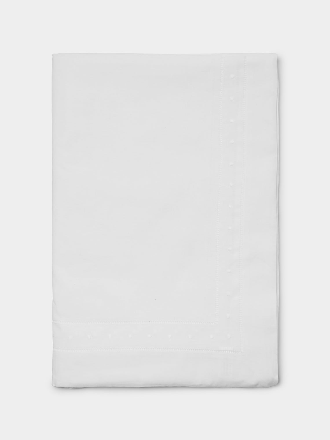 Rolande du Dreuilh Créations - Hand-Embroidered Ramie Cotton Oblong Tablecloth (141.5in/3.6m) - White - ABASK - 