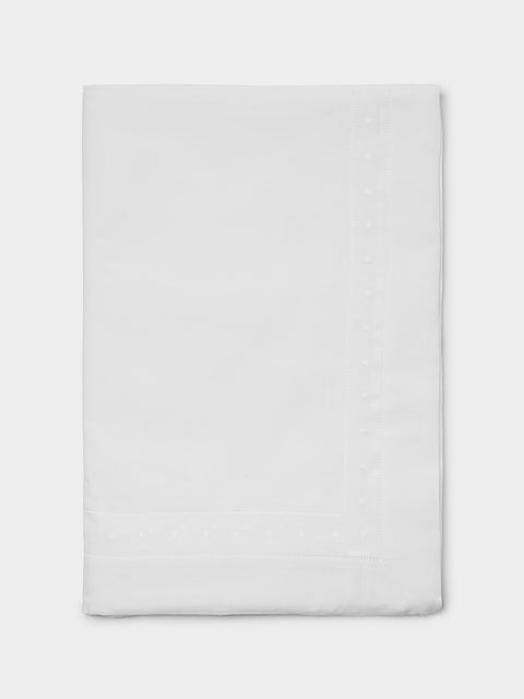 Rolande du Dreuilh Créations - Hand-Embroidered Ramie Cotton Oblong Tablecloth (141.5in/3.6m) - White - ABASK - 