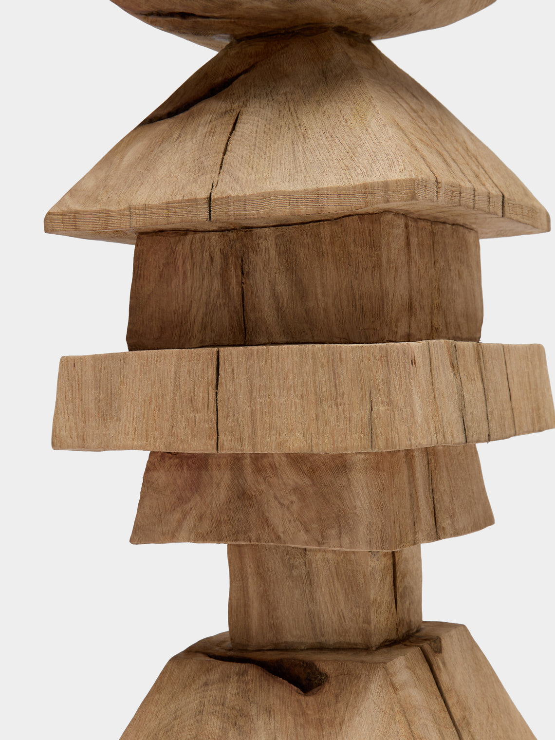 Jamie Gaunt Designs - Totem Hand-Carved Wood Candle Holder - Light Brown - ABASK