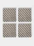Chamois - Cypress Block-Printed Linen Napkins (Set of 4) - Navy - ABASK - 