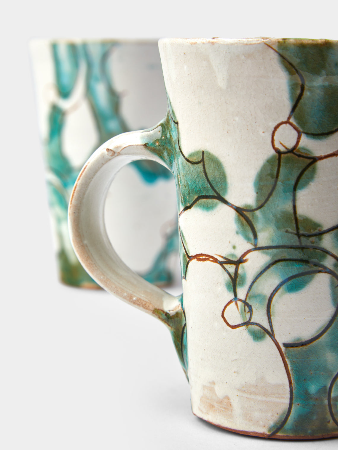 Anut Cairo - Cotton Flower Hand-Painted Ceramic Mugs (Set of 4) -  - ABASK