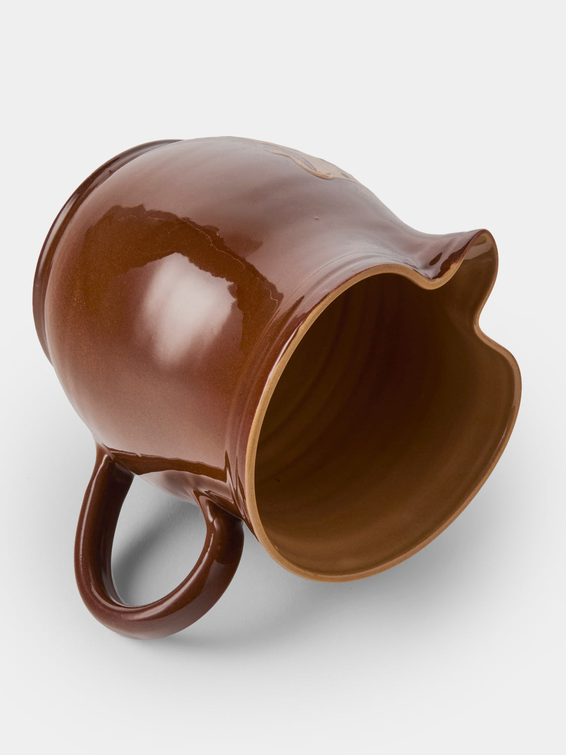Poterie d’Évires - Cows Hand-Painted Ceramic Medium Jug - Light Brown - ABASK