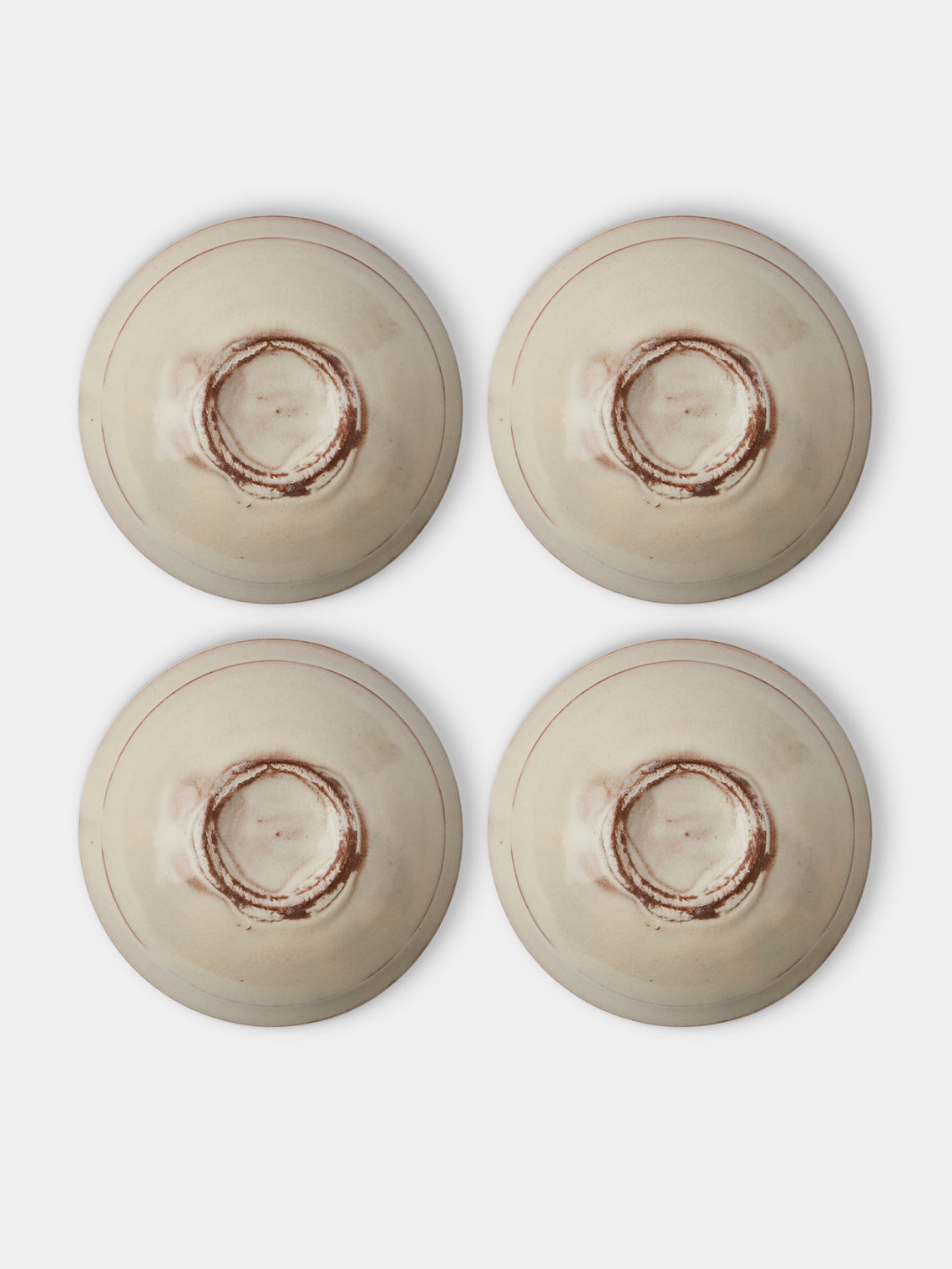 Fuminari Araga - Kohiki Slipware Shallow Bowls – 3.5in/9.5cm (Set of 4) - White - ABASK