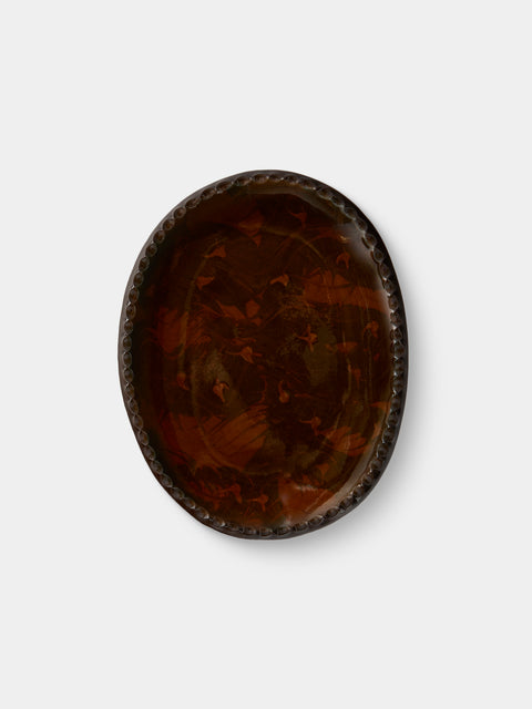 Aono Pottery - Slipware Oval Dish - Brown - ABASK - 