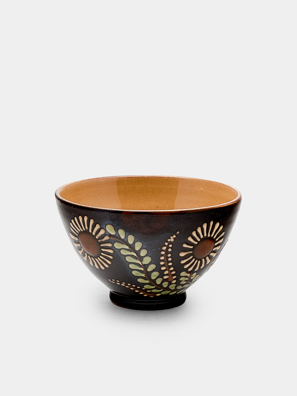 Poterie d’Évires - Flowers Hand-Painted Ceramic Petit Bowls (Set of 6) - Dark brown - ABASK