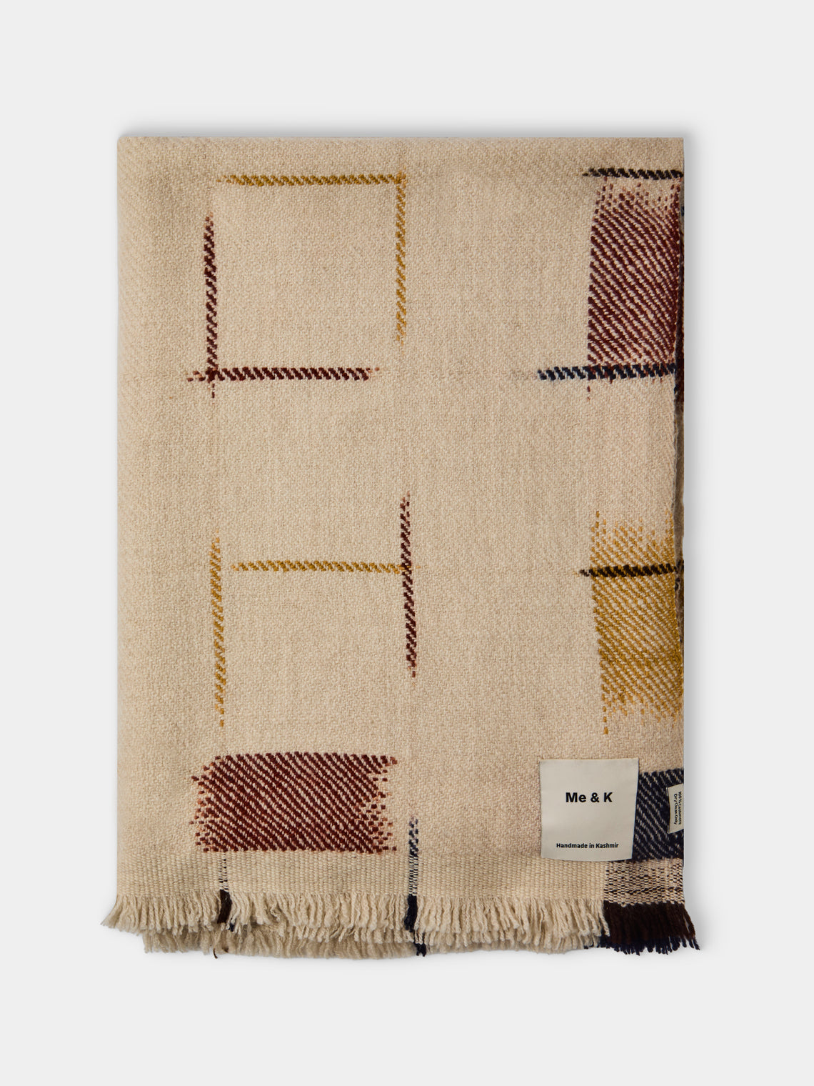 Me & K - Ikat Cashmere Throw (67in/1.7m) - Cream - ABASK