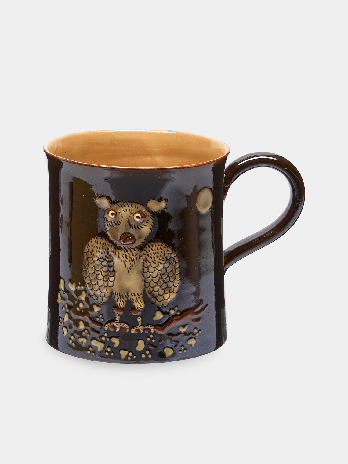 Poterie d’Évires - Animals Hand-Painted Ceramic Mugs (Set of 6) - Dark brown - ABASK