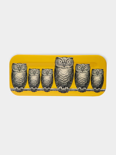 Fornasetti - Civette Hand-Painted Wood Rectangular Tray -  - ABASK - 