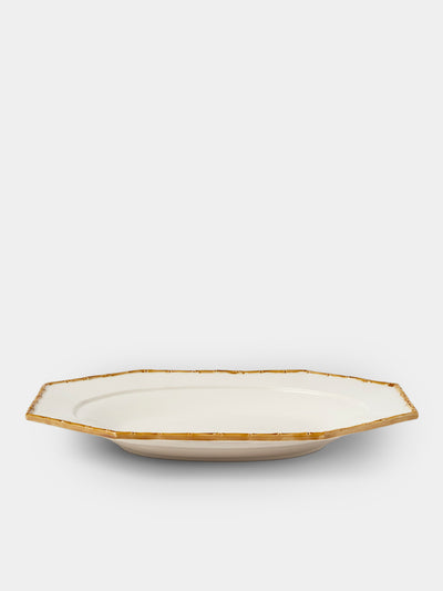 Verdolini - Bamboo Hand-Painted Ceramic Serving Platter - White - ABASK - 