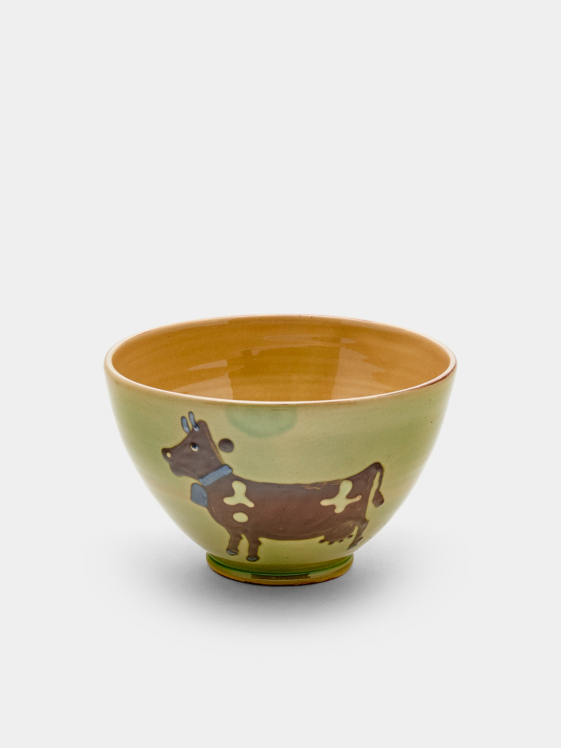 Poterie d’Évires - Cows Hand-Painted Ceramic Bowls (Set of 6) - Green - ABASK