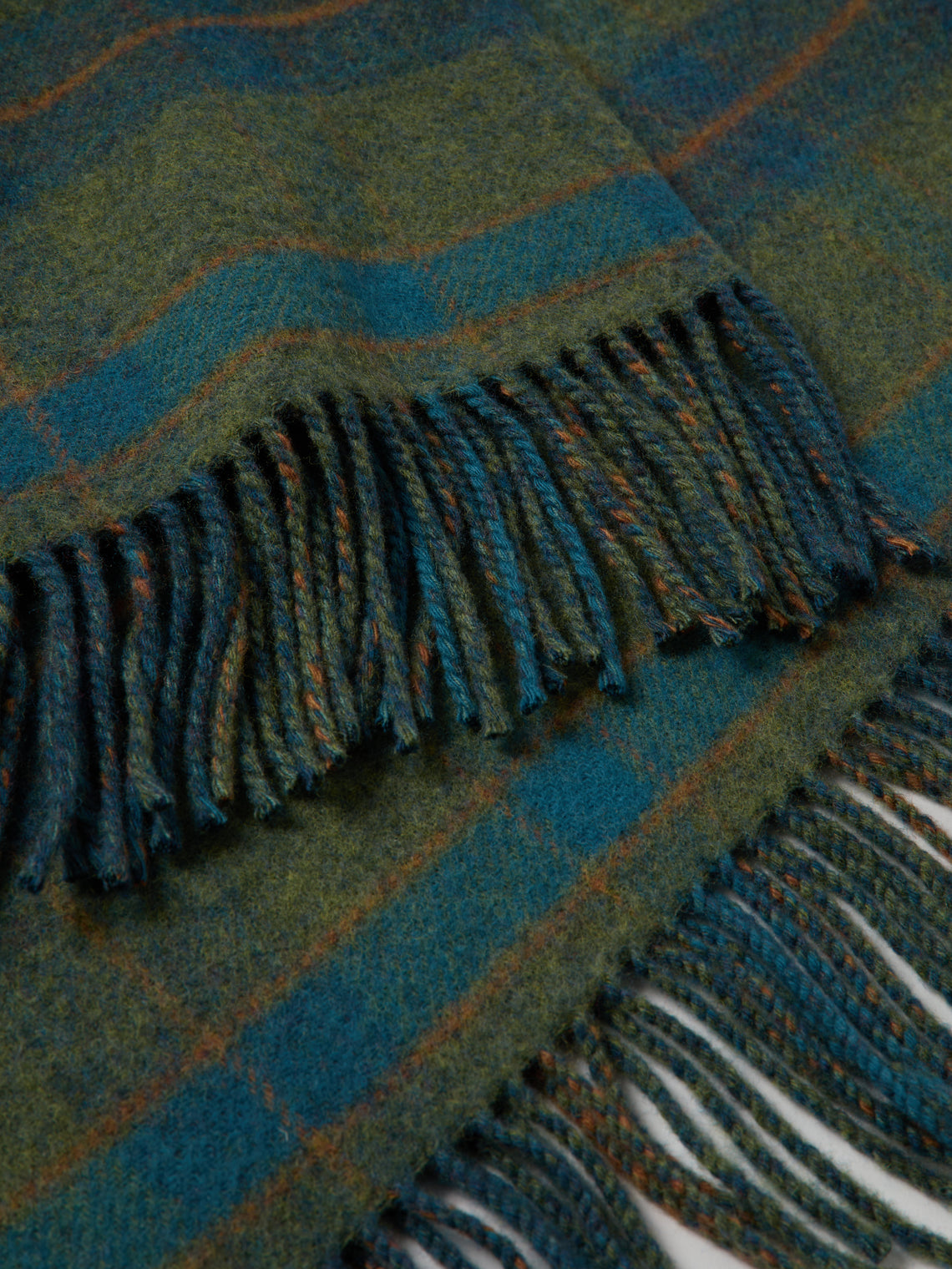 Johnstons of Elgin - Double-Faced Wool Check Throw (75in/1.9m) - Green - ABASK