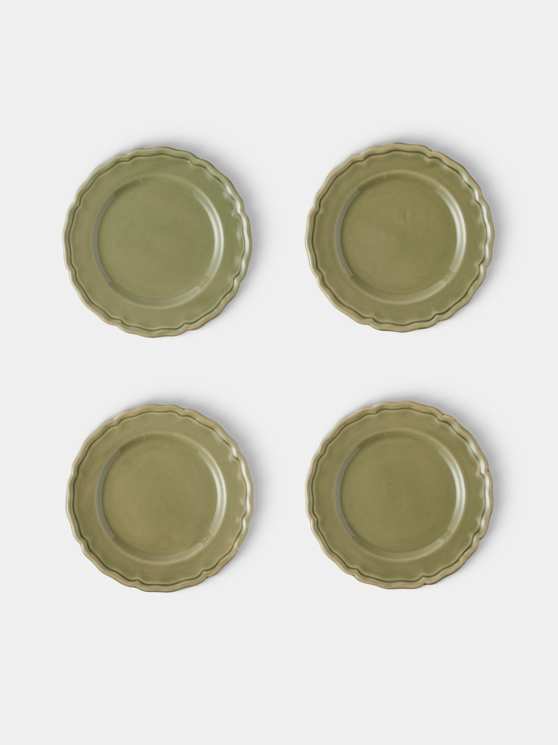Maison Pichon Uzès - Provence Hand-Glazed Ceramic Side Plates – 9in/23cm (Set of 4) - Green - ABASK 