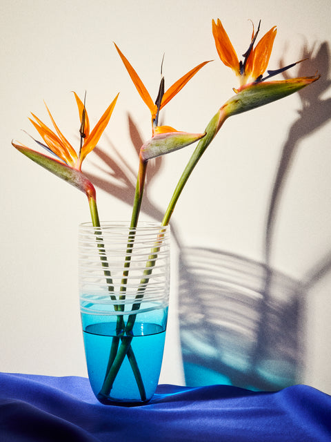 Antique and Vintage - 1970s Murano Glass Vase (11in/28cm) - Blue - ABASK