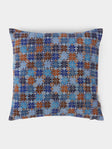 Kissweh - Moon of Bethlehem Hand-Embroidered Cotton Cushion (14in/36cm) - Blue - ABASK - 