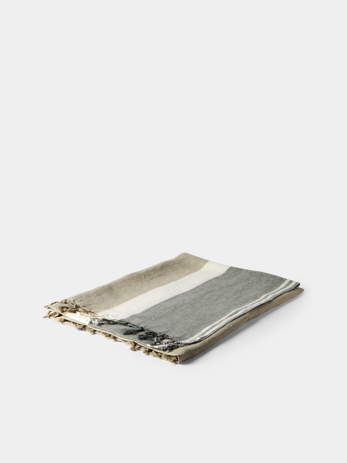 Brunello Cucinelli - Linen Striped Throw (76in/1.9m) - Gray - ABASK