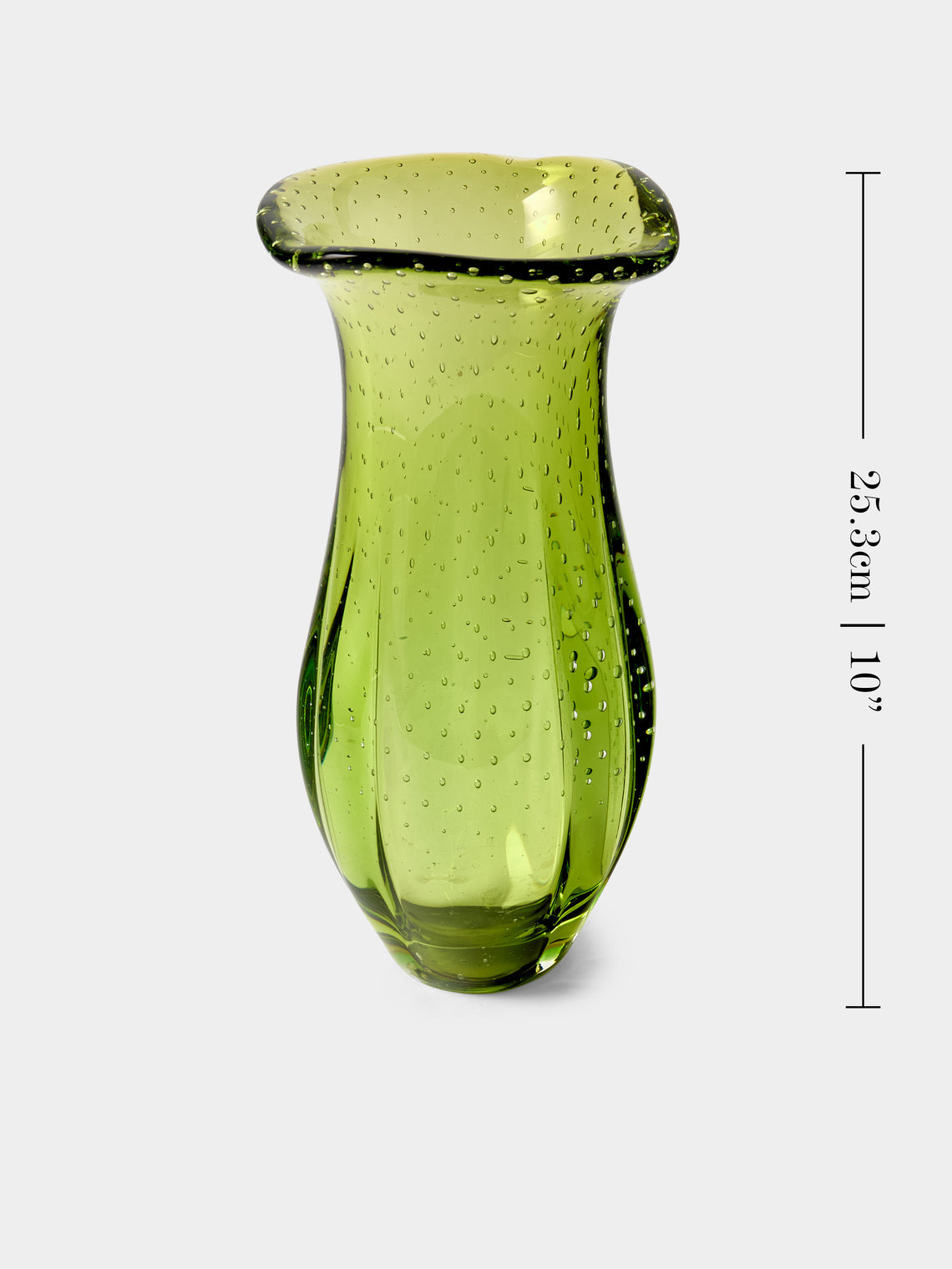 Antique and Vintage - 1970s Bullicante Glass Vase (10in/25.5cm) - Green - ABASK