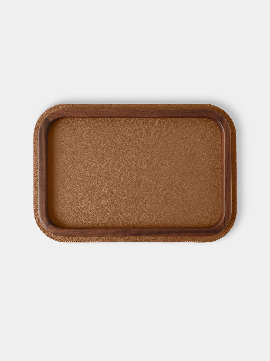 Giobagnara x Poltrona Frau - Walnut and Leather Tray (12.5in/31.5cm) - Tan - ABASK - 