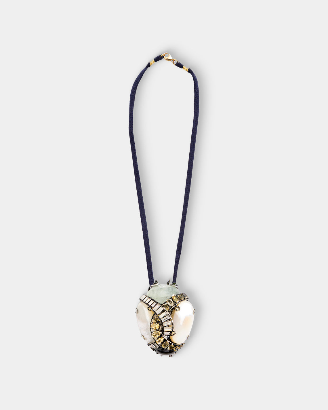Mahnaz Collection - Women's Vintage Iradj Moini 18-Karat Gold-Plated Brass, Peridot, Citrine, Onyx, Pearl and Swarovski Crystal Brooch Pendant - Multiple - ABASK - 