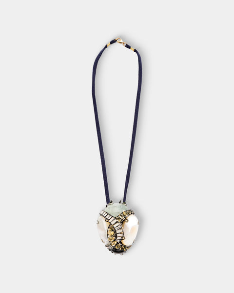 Mahnaz Collection - Women's Vintage Iradj Moini 18-Karat Gold-Plated Brass, Peridot, Citrine, Onyx, Pearl and Swarovski Crystal Brooch Pendant - Multiple - ABASK - 