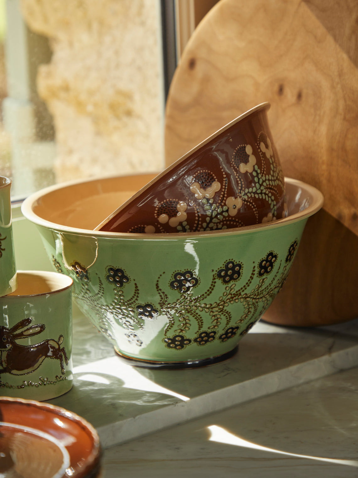 Poterie d’Évires - Flowers Hand-Painted Ceramic Small Salad Bowl -  - ABASK