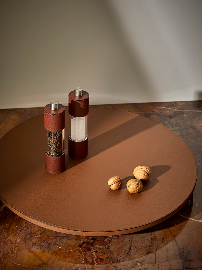 Giobagnara - Jupiter Leather Lazy Susan (20in/50.5cm) - Brown - ABASK