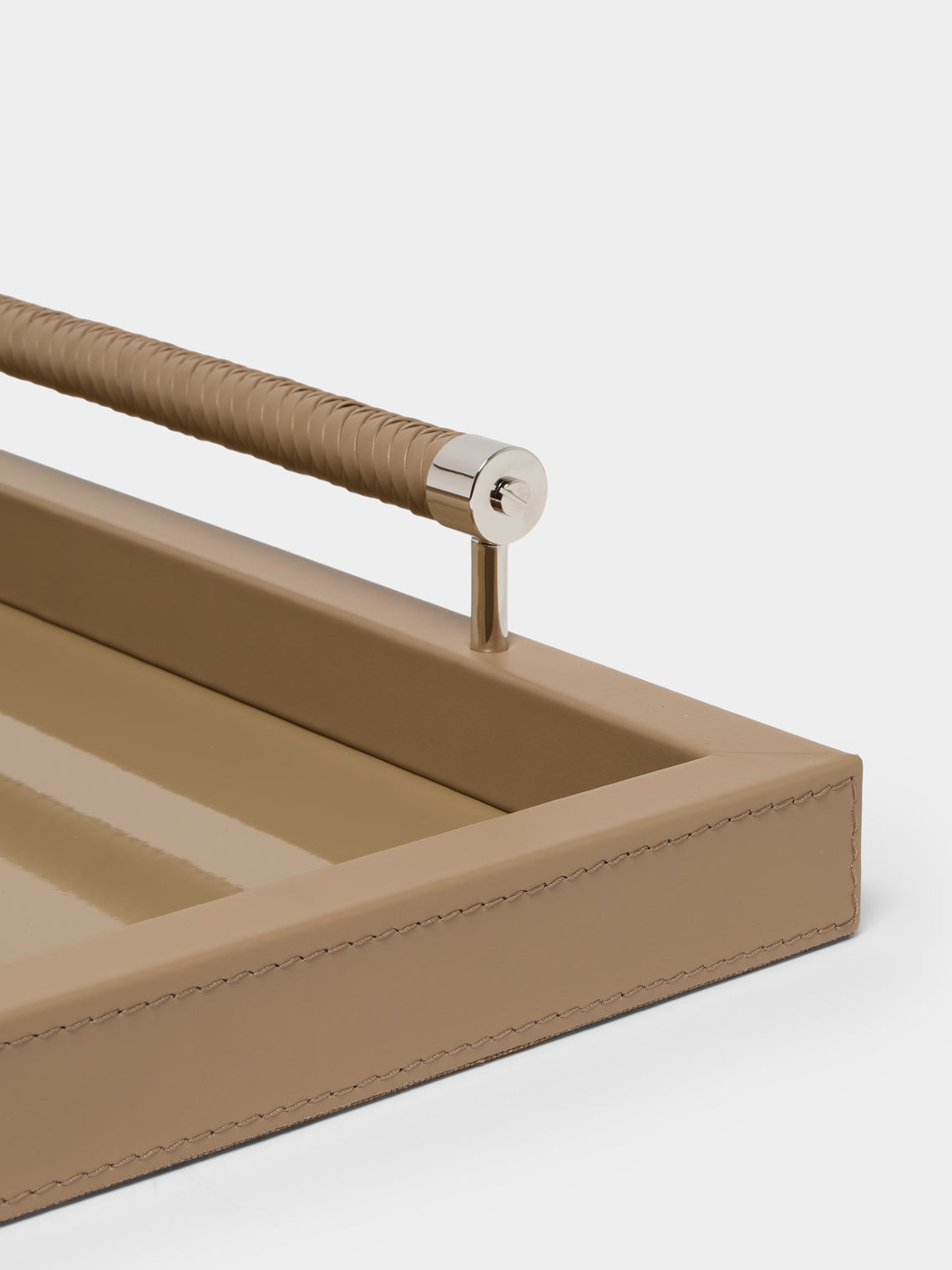 Riviere - Diana Lacquered Wood Tray (18in/46cm) - Taupe - ABASK