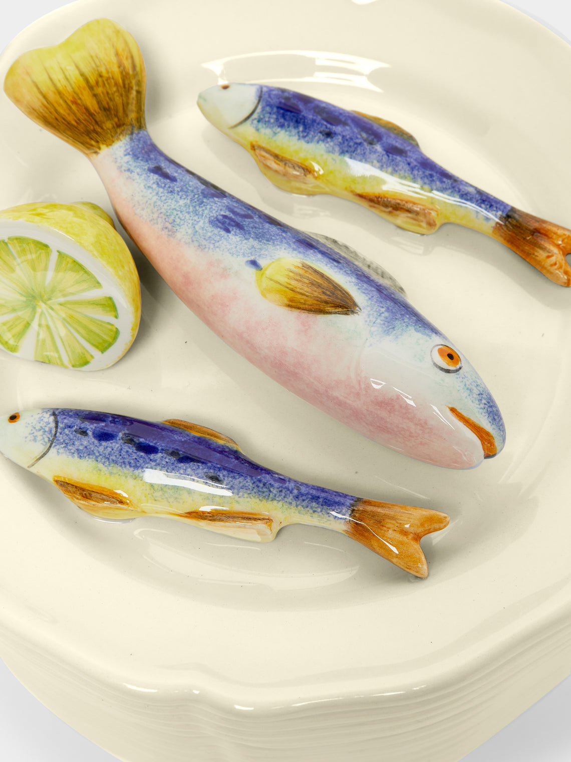 Este Ceramiche - Fish and Lemon Hand-Painted Ceramic Trompe-L'oeil Box -  - ABASK