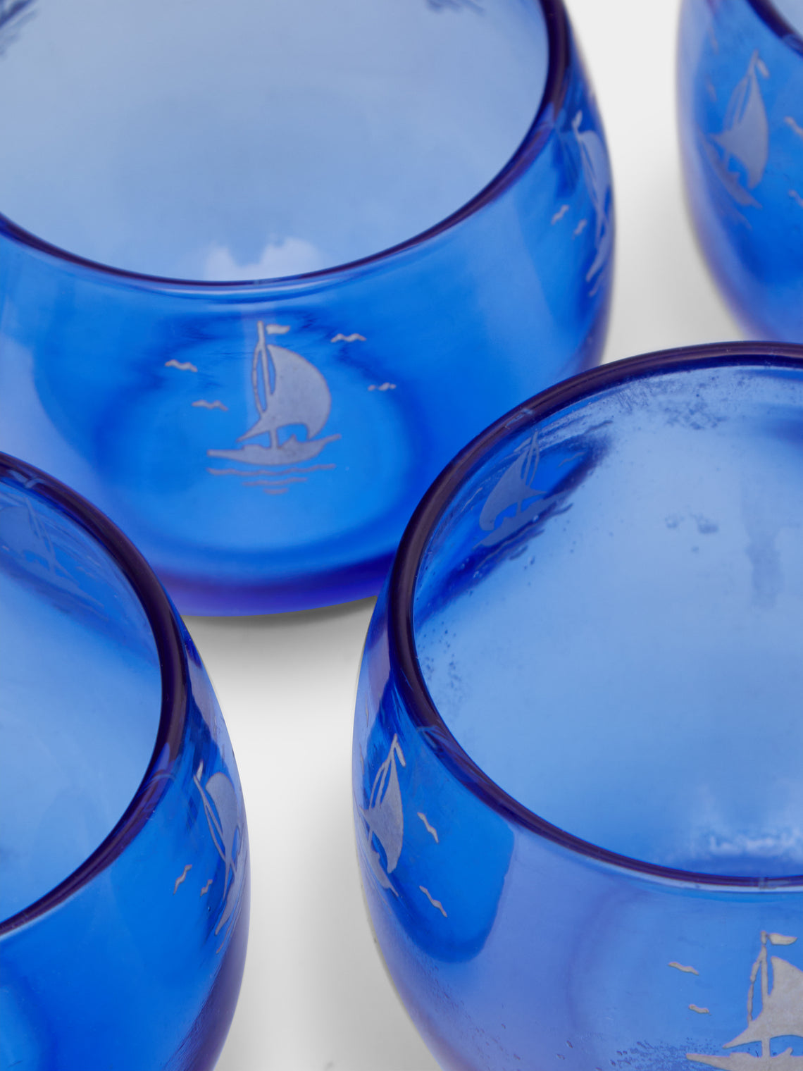 Antique and Vintage - 1930s Sportsman Series Sailboat Cocktail Set - Blue - ABASK
